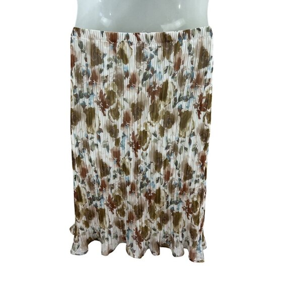 Gilli NWT Womens 1X Abstract Pleated Elastic Waist Midi Skirt Lined Flowy Artsy - Picture 6 of 9